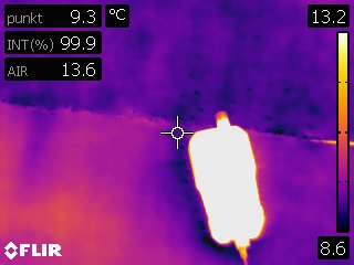 Termogram z danymi z zewnętrznego miernika MR77 