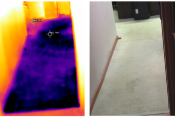 Termogram i zdjęcie zalanej podłogi